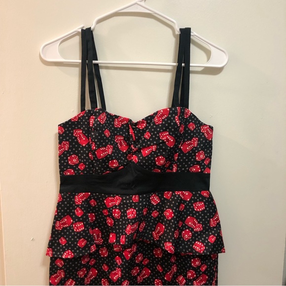 NWT! Hot Topic Red Dice Peplum Dress - Picture 4 of 5